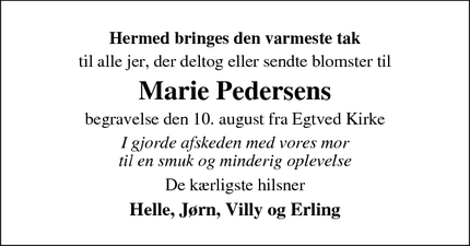 Taksigelsen for Marie Pedersen - Egtved