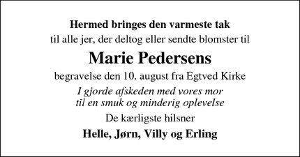 Taksigelsen for Marie Pedersen - Egtved