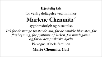 Taksigelsen for Marlene Chemnitz´ - Ringkøbing/Nr. Nebel