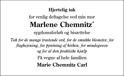Taksigelsen for Marlene Chemnitz´ - Ringkøbing/Nr. Nebel