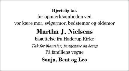 Taksigelsen for Martha J. Nielsens - SUNDS