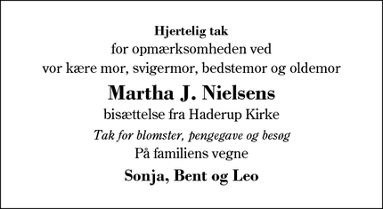 Taksigelsen for Martha J. Nielsens - SUNDS
