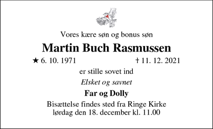 Dødsannoncen for Martin Buch Rasmussen - Odense 