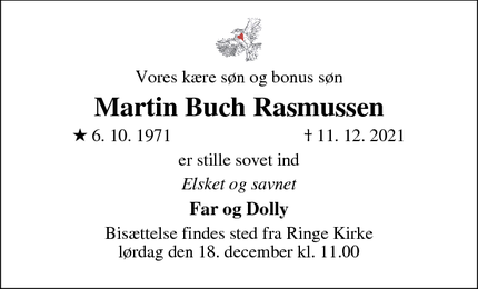 Dødsannoncen for Martin Buch Rasmussen - Odense 