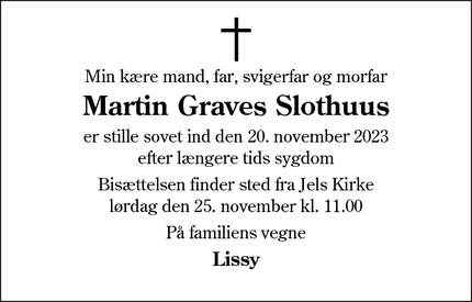 Dødsannoncen for Martin Graves Slothuus - Copenhagen