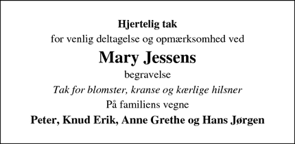 Taksigelsen for Mary Jessen - Tønder