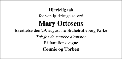 Taksigelsen for Mary Ottosen - Faaborg