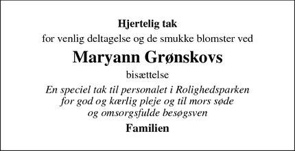 Taksigelsen for Maryann Grønskov - Ikast