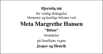 Taksigelsen for Meta Margrethe Hansen - odense