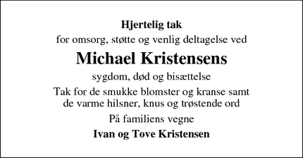 Taksigelsen for Michael Kristensens - Åbyhøj