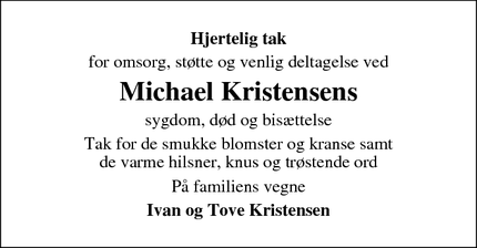 Taksigelsen for Michael Kristensens - Åbyhøj