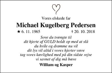 Dødsannoncen for Michael Kugelberg Pedersen  - Vordingborg