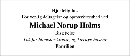 Taksigelsen for Michael Norup Holm - Nykøbing Sj.