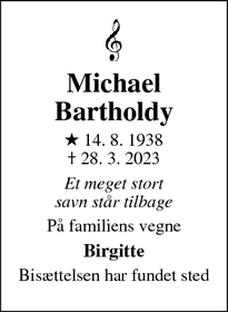 Dødsannoncen for Michael
Bartholdy - Nivå