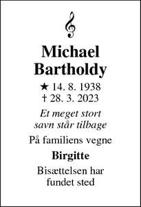 Dødsannoncen for Michael
Bartholdy - Nivå