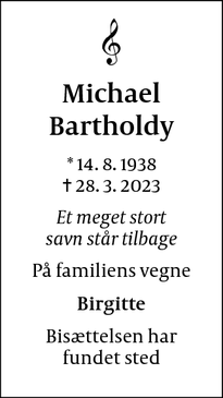 Dødsannoncen for Michael
Bartholdy - Nivå