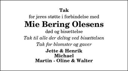 Taksigelsen for Mie Bering Olesens - Frederikshavn