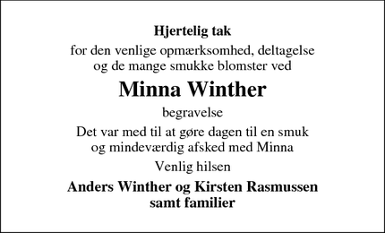 Taksigelsen for Minna Winther - Them