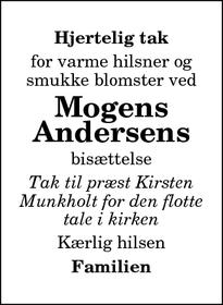 Taksigelsen for Mogens Andersen - Tårs