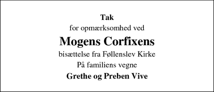 Taksigelsen for Mogens Corfixen - Havnsø