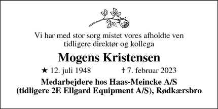 Dødsannoncen for Mogens Kristensen - Bjerringbro