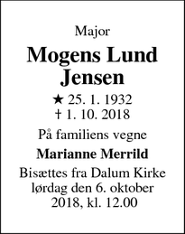 Dødsannoncen for Mogens Lund Jensen - Odense