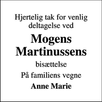 Taksigelsen for Mogens Martinussens - roskilde 