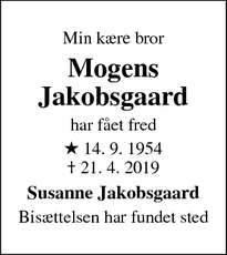 Dødsannoncen for Mogens
Jakobsgaard - 5792