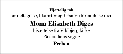 Taksigelsen for Mona Elisabeth Diges - Vildbjerg