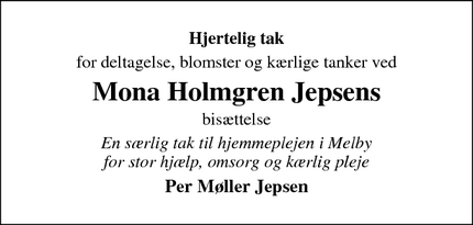 Taksigelsen for Mona Holmgren Jepsens - Frederiksværk