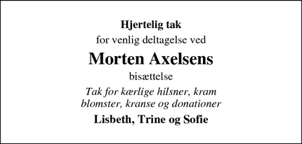 Taksigelsen for Morten Axelsen - Sdr.Felding