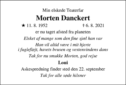 Dødsannoncen for Morten Danckert - Ribe
