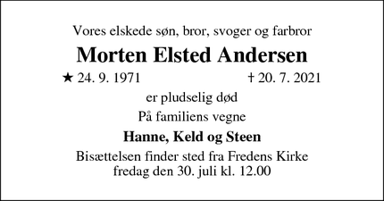 Dødsannoncen for Morten Elsted Andersen - Odense