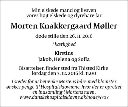 Dødsannoncen for Morten Knakkergaard Møller - Thisted