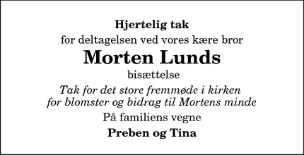 Taksigelsen for Morten Lunds - Ø. Doense