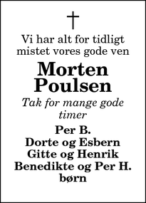 Dødsannoncen for Morten Poulsen - Brønderslev