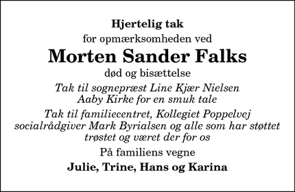 Taksigelsen for Morten Sander Falks - AABYBRO