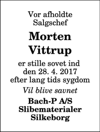Dødsannoncen for Morten Vittrup - Storvorde, Aalborg