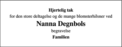 Taksigelsen for Nanna Degnbols - Freders