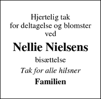 Taksigelsen for Nellie Nielsen - Hou, Odder