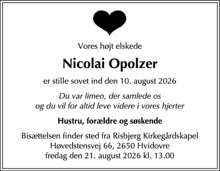 Dødsannoncen for Nicolai Opolzer - Hvidovre