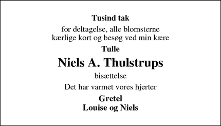 Taksigelsen for Niels A. Thulstrups - Horsens