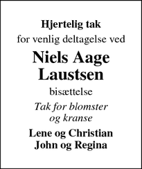 Taksigelsen for Niels Aage Laustsen - Sæby