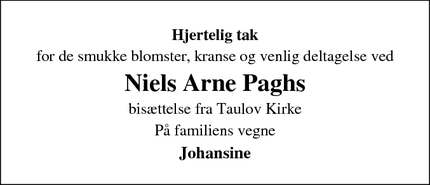 Taksigelsen for Niels Arne Paghs - Fredericia