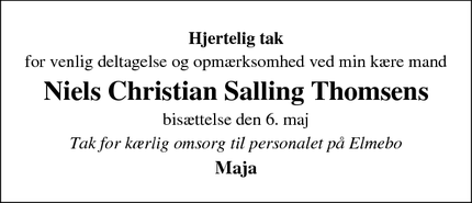 Taksigelsen for Niels Christian Salling Thomsens - 8950 Ørsted