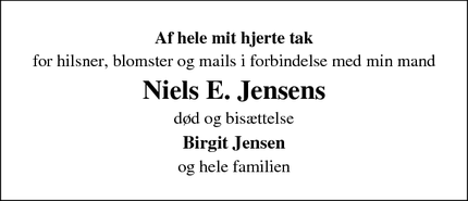 Taksigelsen for Niels E. Jensen - Asperup