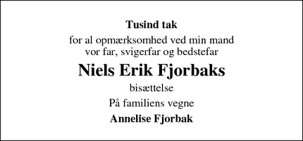 Taksigelsen for Niels Erik Fjorbaks - Værløse