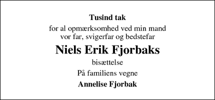 Taksigelsen for Niels Erik Fjorbaks - Værløse