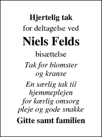 Taksigelsen for Niels Felds - Kolding
