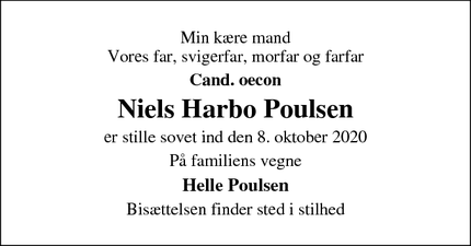 Dødsannoncen for Niels Harbo Poulsen - odense
